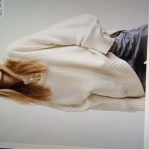 Free People Brookside Overside Sweater V Neck Tunic Gray Chunky Womens XL